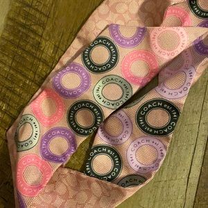 Coach pink silk scarf hair tie cute nwot